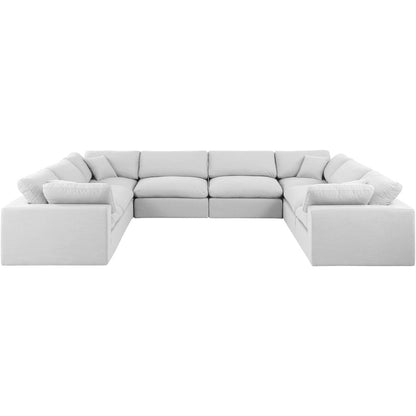 Comfy White Linen Textured Fabric Modular Sectional
