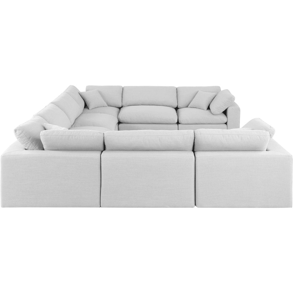Comfy White Linen Textured Fabric Modular Sectional