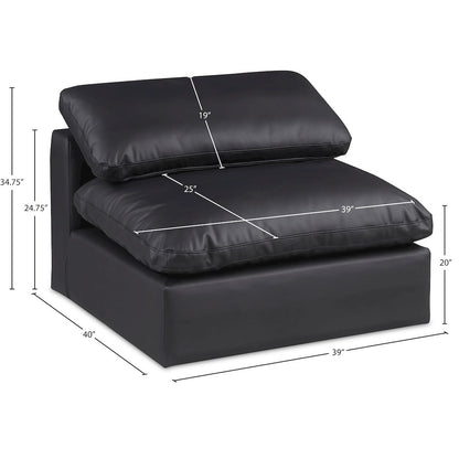 Comfy Black Vegan Leather Modular Armless Chair