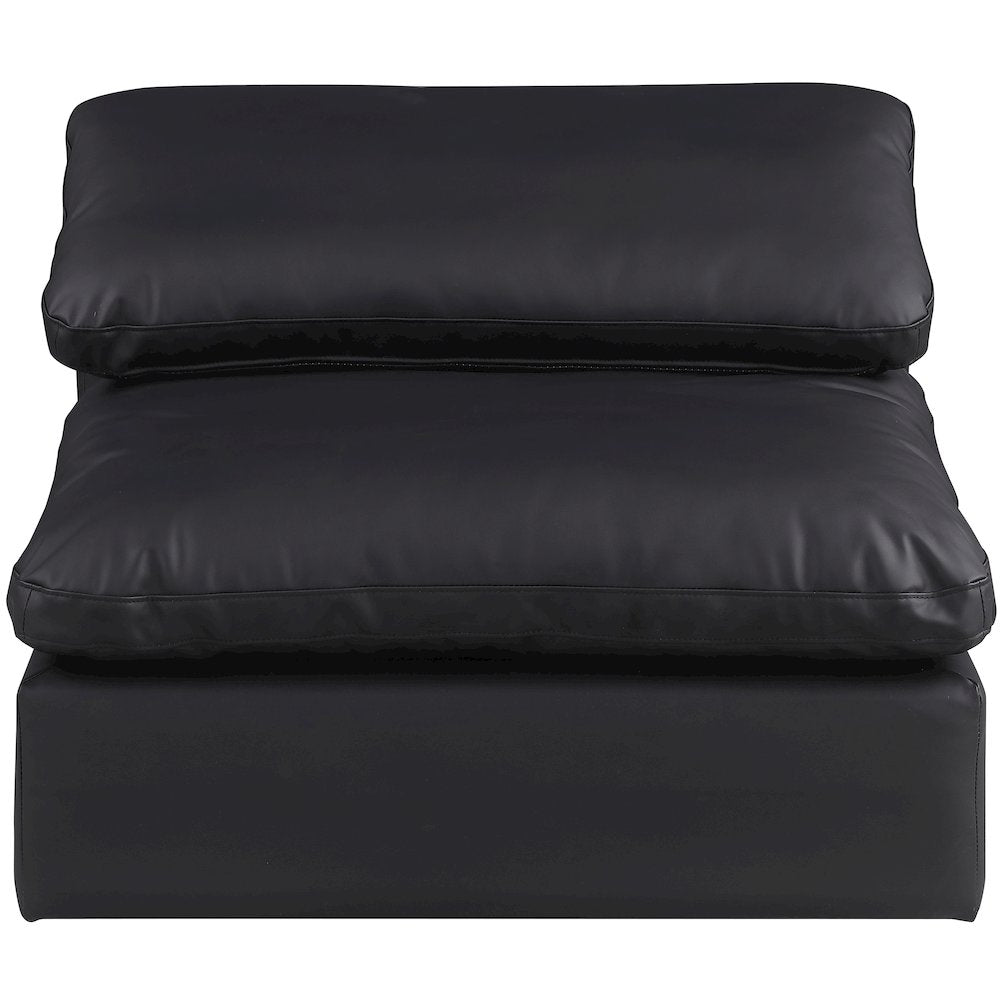 Comfy Black Vegan Leather Modular Armless Chair