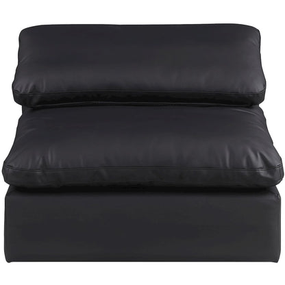 Comfy Black Vegan Leather Modular Armless Chair