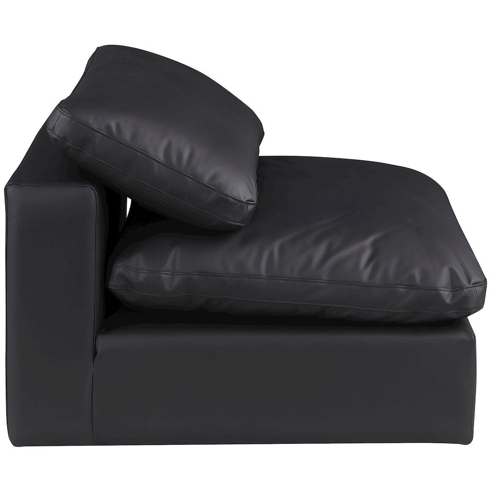 Comfy Black Vegan Leather Modular Armless Chair