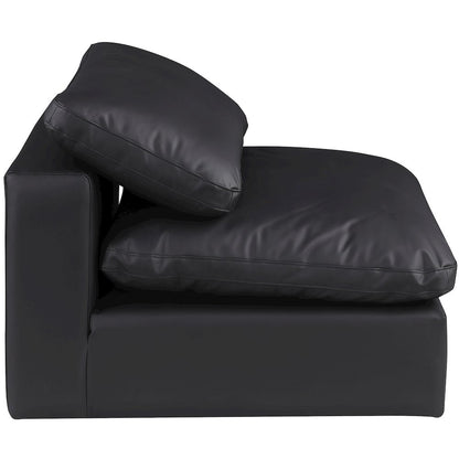Comfy Black Vegan Leather Modular Armless Chair