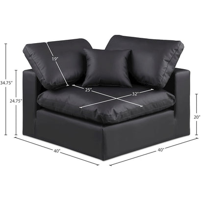 Comfy Black Vegan Leather Modular Corner Chair