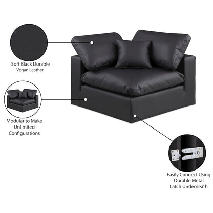 Comfy Black Vegan Leather Modular Corner Chair