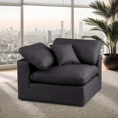 Comfy Black Vegan Leather Modular Corner Chair