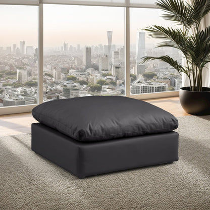 Comfy Black Vegan Leather Modular Ottoman