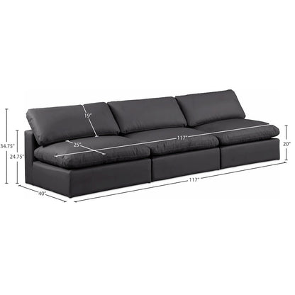 Comfy Black Vegan Leather Modular Sofa