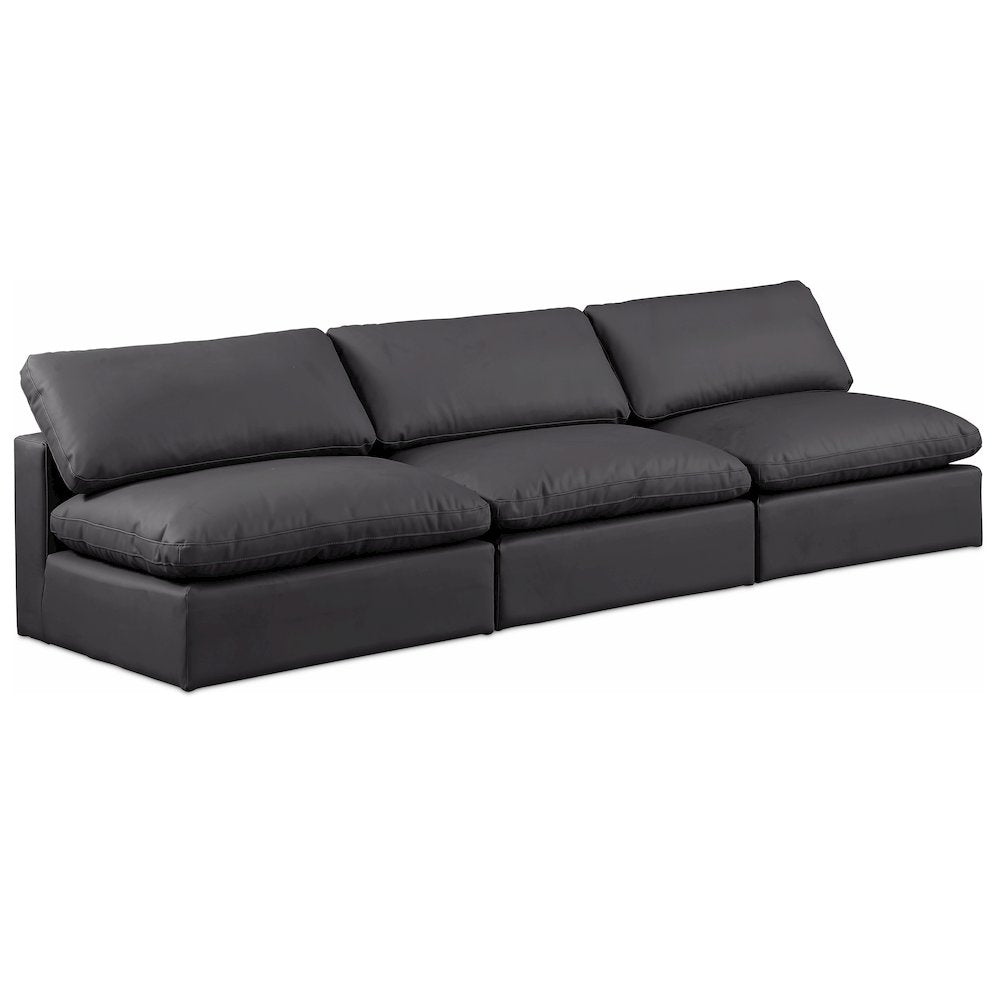 Comfy Black Vegan Leather Modular Sofa