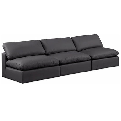 Comfy Black Vegan Leather Modular Sofa