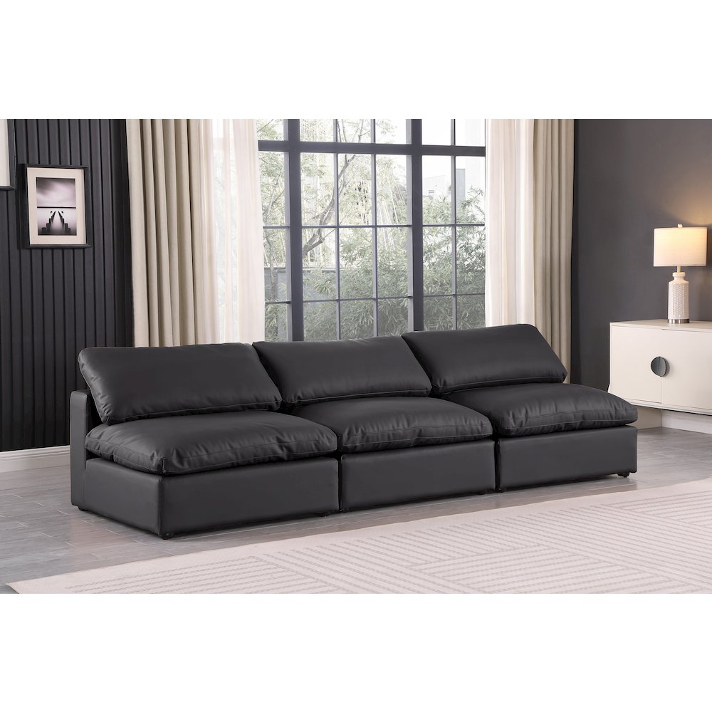 Comfy Black Vegan Leather Modular Sofa