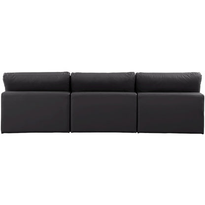 Comfy Black Vegan Leather Modular Sofa