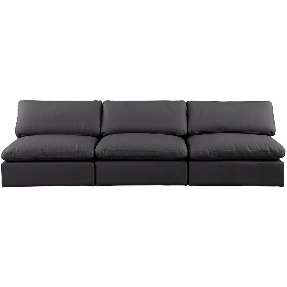 Comfy Black Vegan Leather Modular Sofa