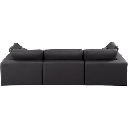 Comfy Black Vegan Leather Modular Sofa