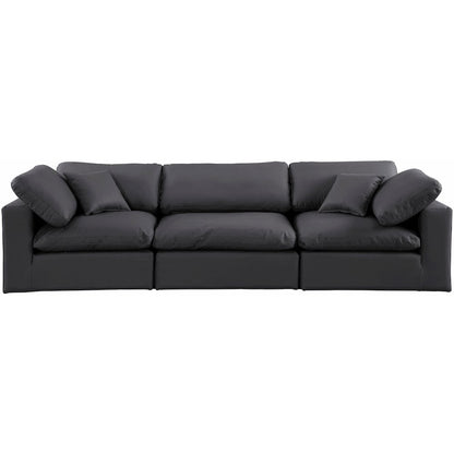 Comfy Black Vegan Leather Modular Sofa