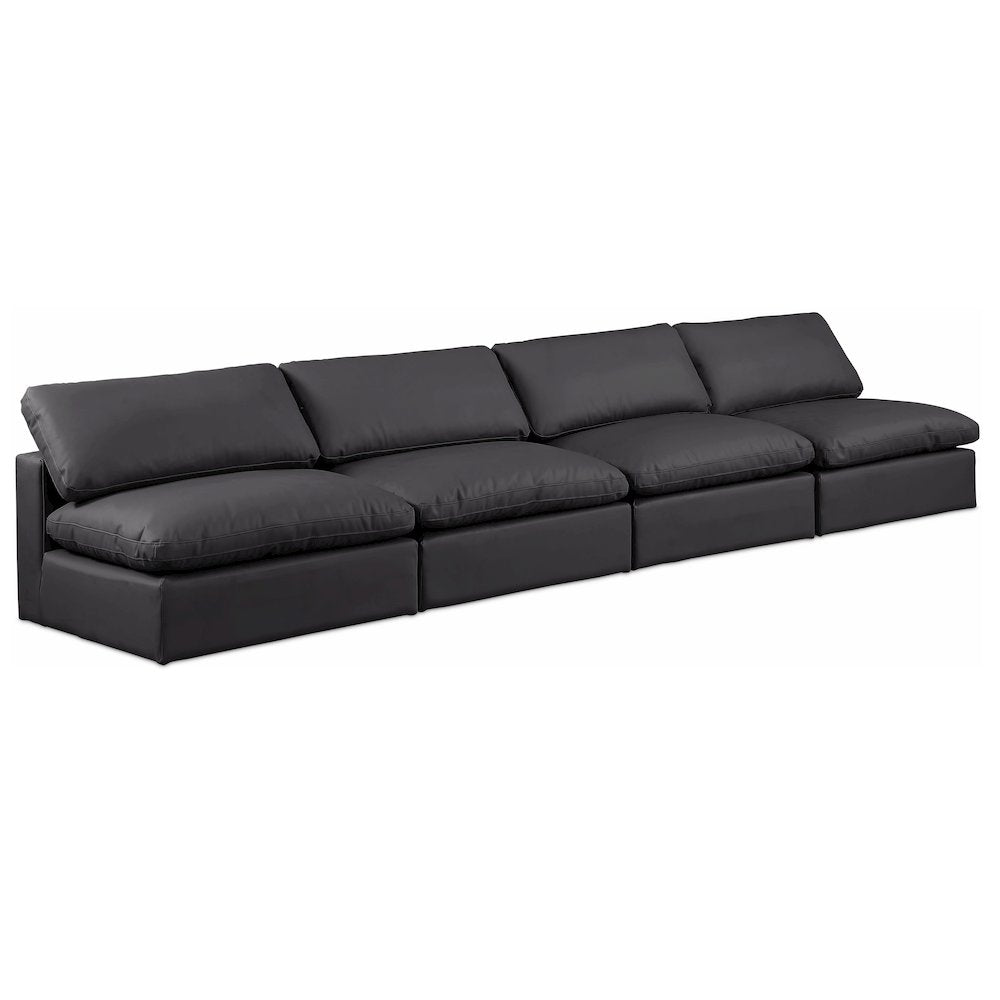 Comfy Black Vegan Leather Modular Sofa