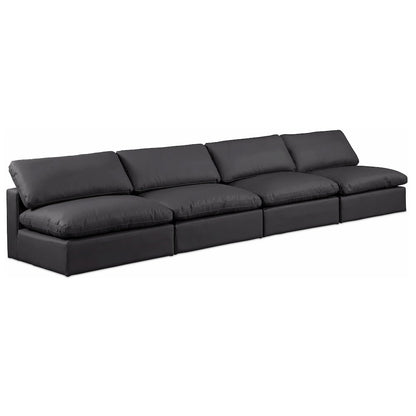 Comfy Black Vegan Leather Modular Sofa