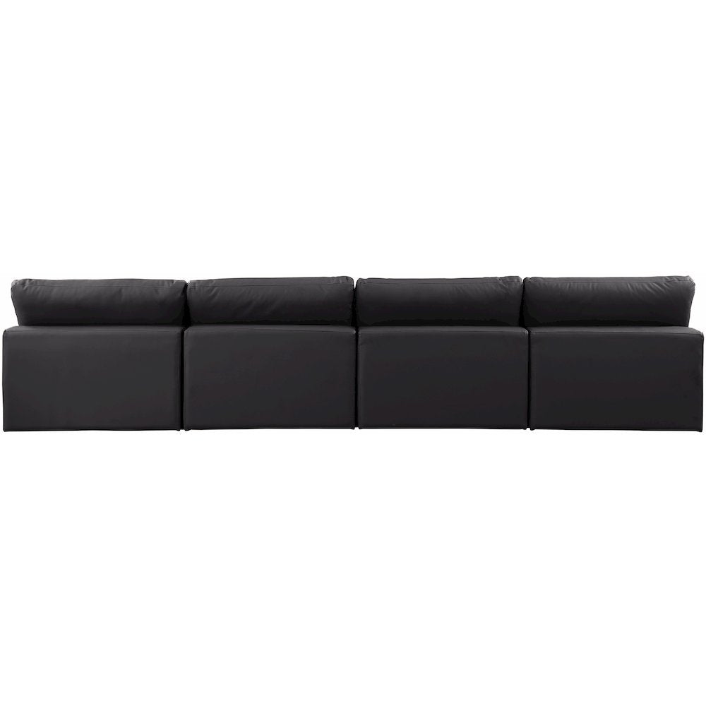 Comfy Black Vegan Leather Modular Sofa