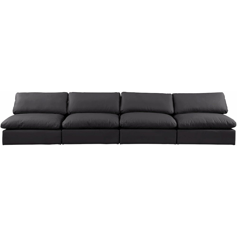 Comfy Black Vegan Leather Modular Sofa
