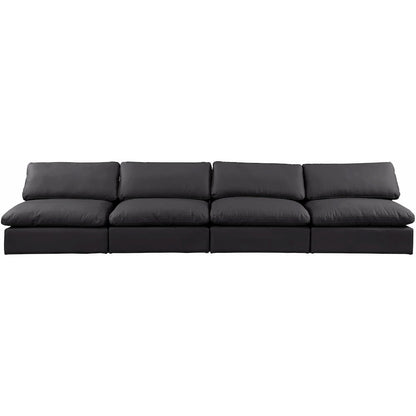 Comfy Black Vegan Leather Modular Sofa
