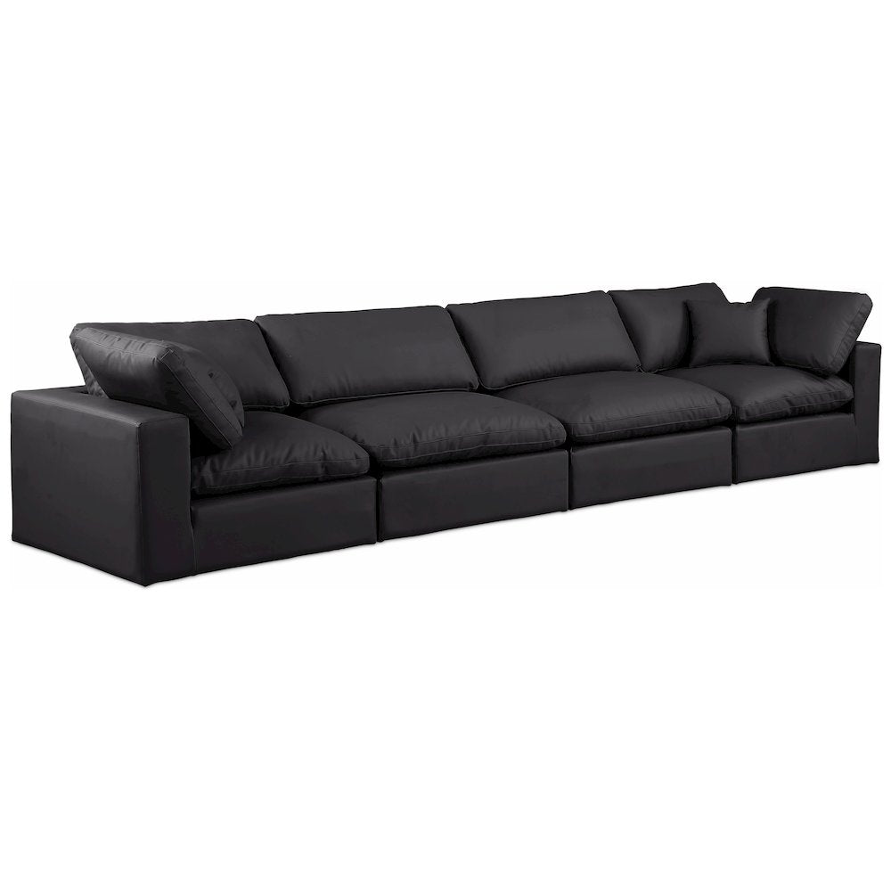 Comfy Black Vegan Leather Modular Sofa