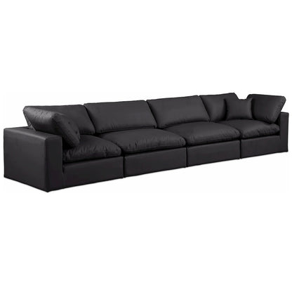 Comfy Black Vegan Leather Modular Sofa