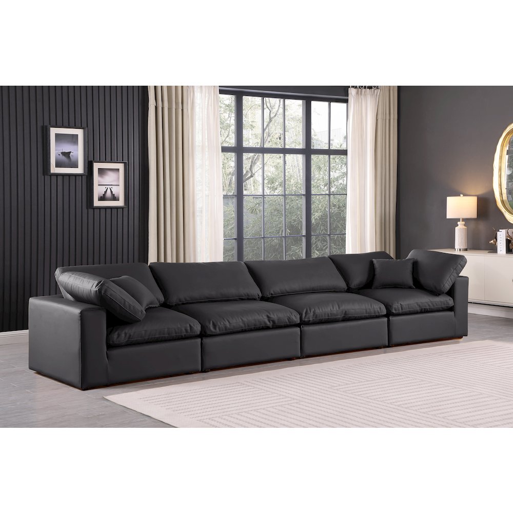 Comfy Black Vegan Leather Modular Sofa