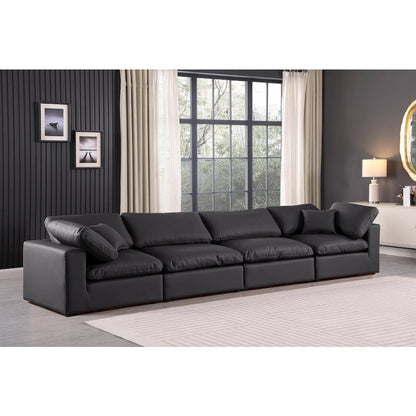 Comfy Black Vegan Leather Modular Sofa