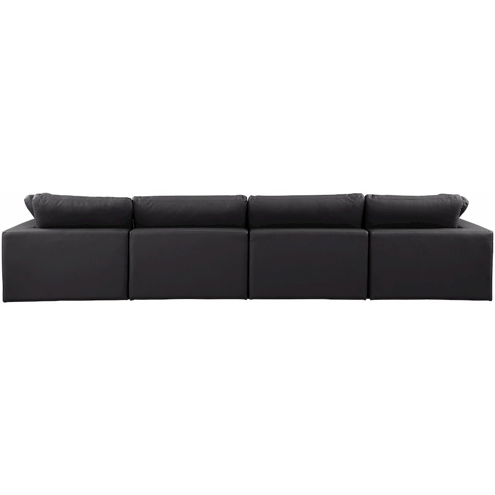 Comfy Black Vegan Leather Modular Sofa