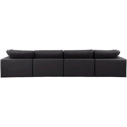 Comfy Black Vegan Leather Modular Sofa