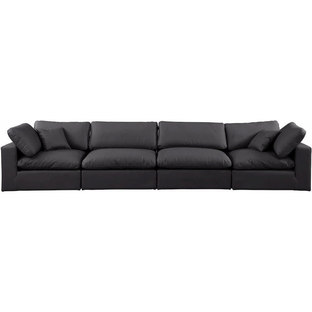 Comfy Black Vegan Leather Modular Sofa