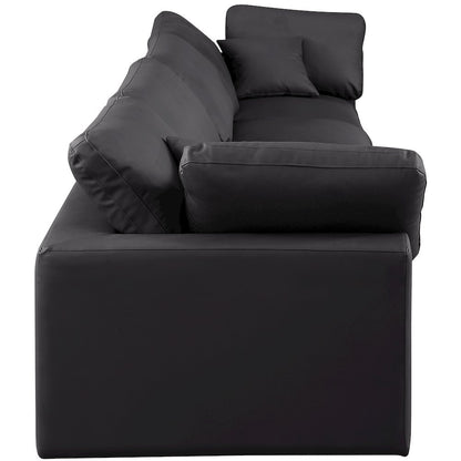 Comfy Black Vegan Leather Modular Sofa