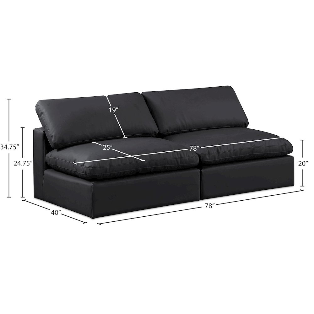 Comfy Black Vegan Leather Modular Sofa