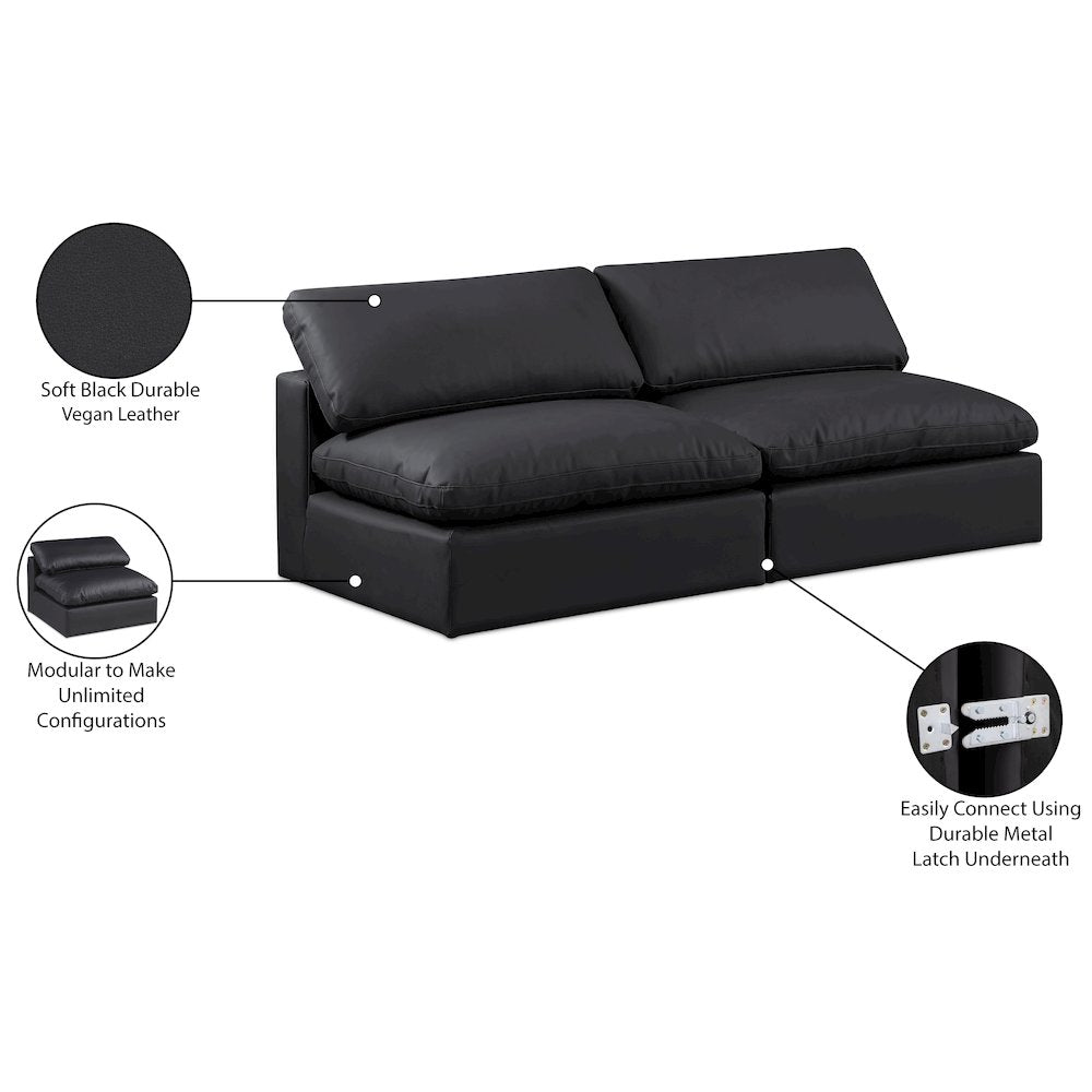 Comfy Black Vegan Leather Modular Sofa