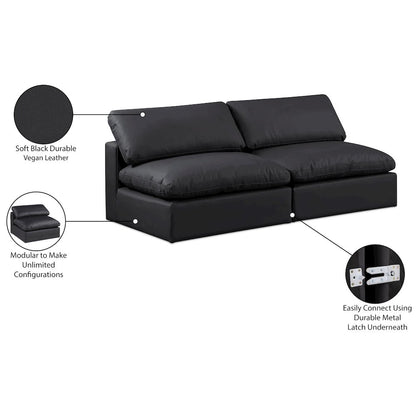 Comfy Black Vegan Leather Modular Sofa
