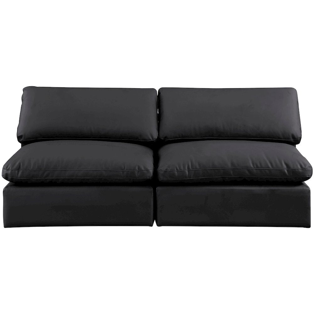 Comfy Black Vegan Leather Modular Sofa