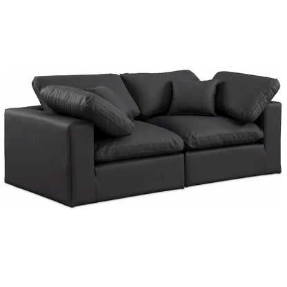 Comfy Black Vegan Leather Modular Sofa