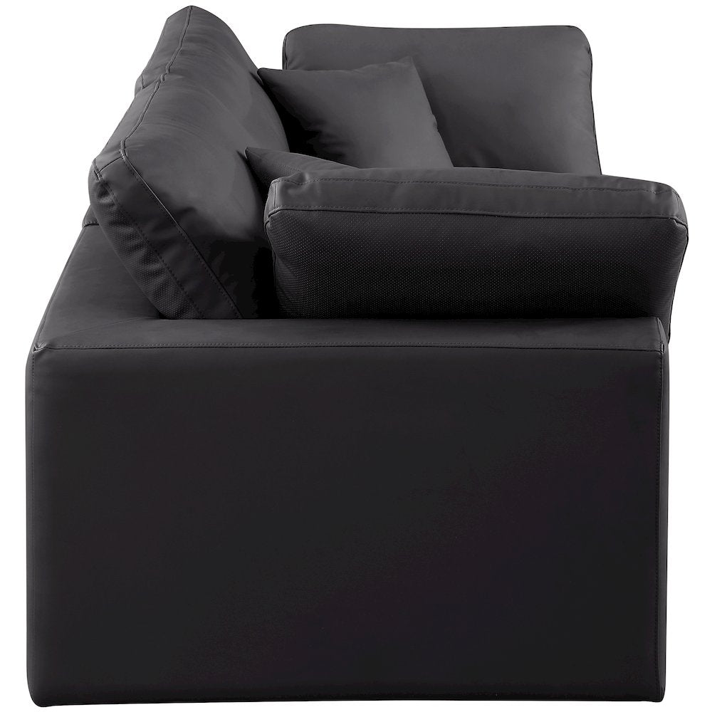 Comfy Black Vegan Leather Modular Sofa