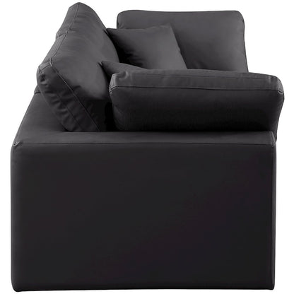 Comfy Black Vegan Leather Modular Sofa