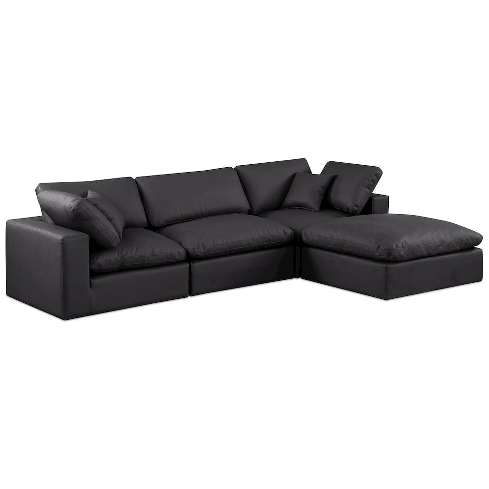 Comfy Black Vegan Leather Modular Sectional