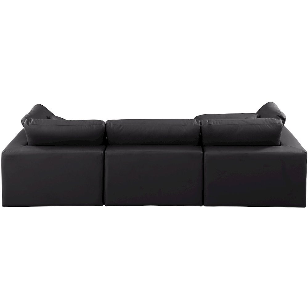 Comfy Black Vegan Leather Modular Sectional