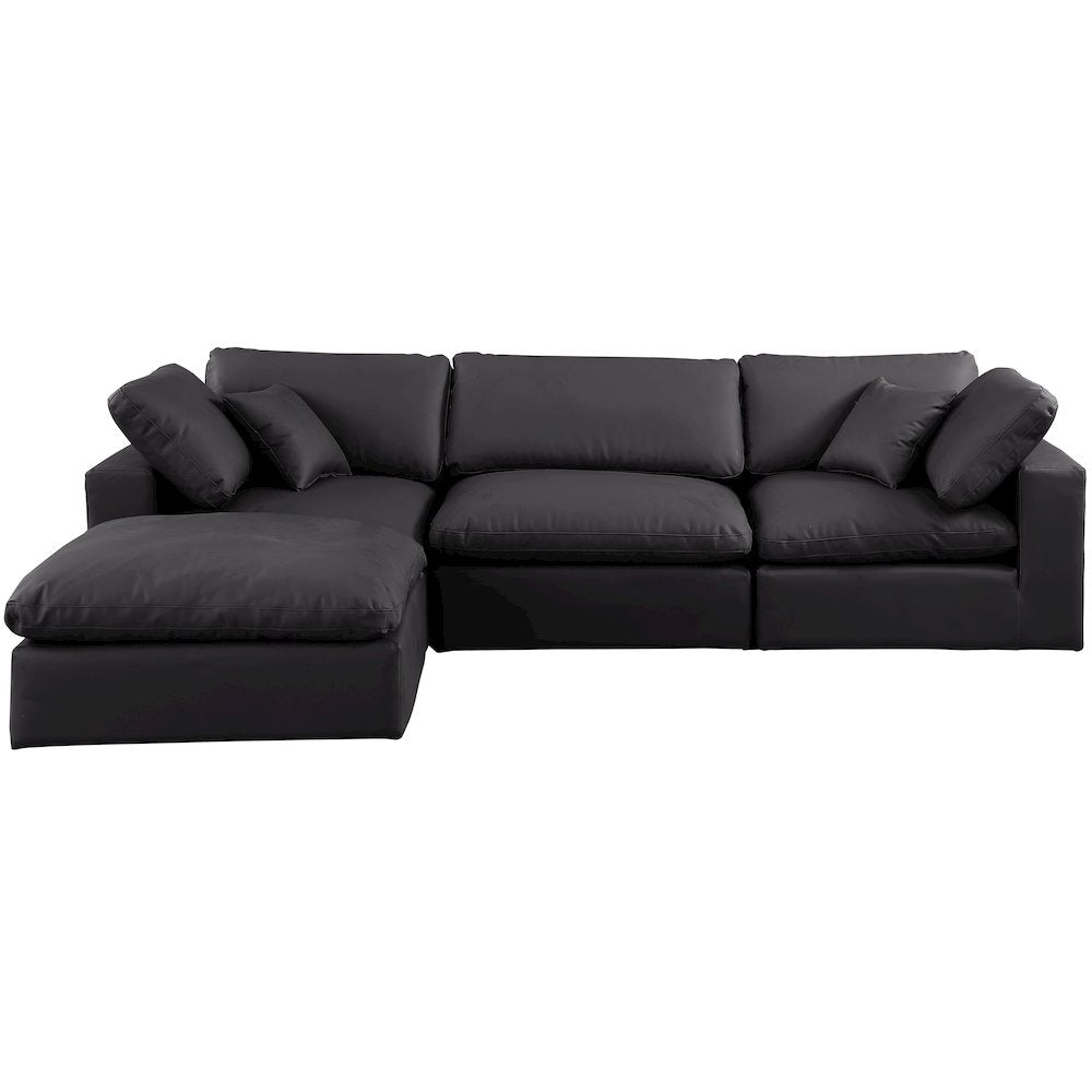 Comfy Black Vegan Leather Modular Sectional