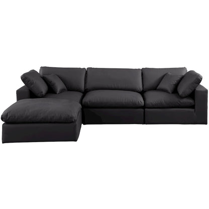 Comfy Black Vegan Leather Modular Sectional