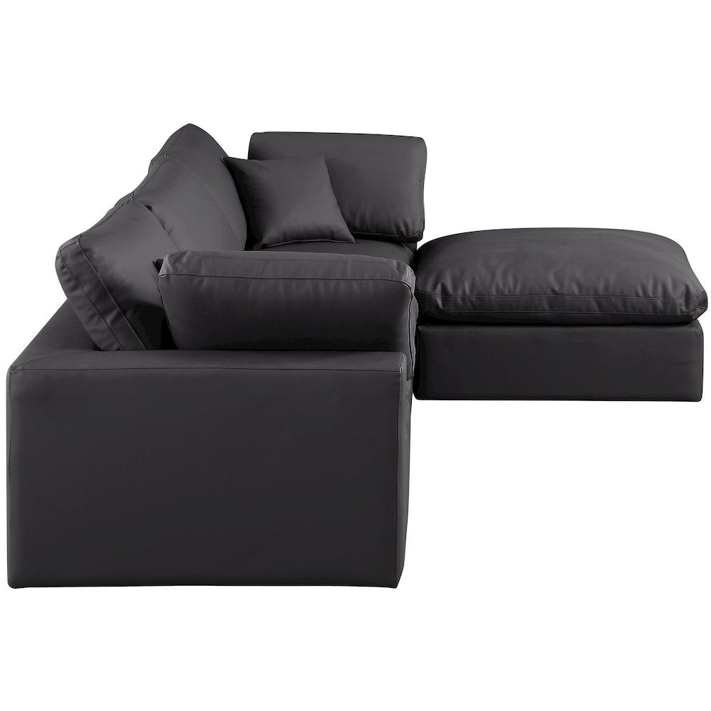 Comfy Black Vegan Leather Modular Sectional