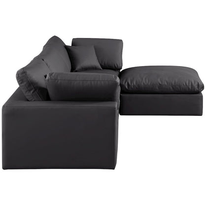 Comfy Black Vegan Leather Modular Sectional