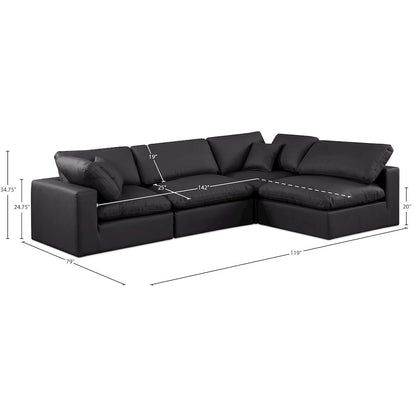Comfy Black Vegan Leather Modular Sectional
