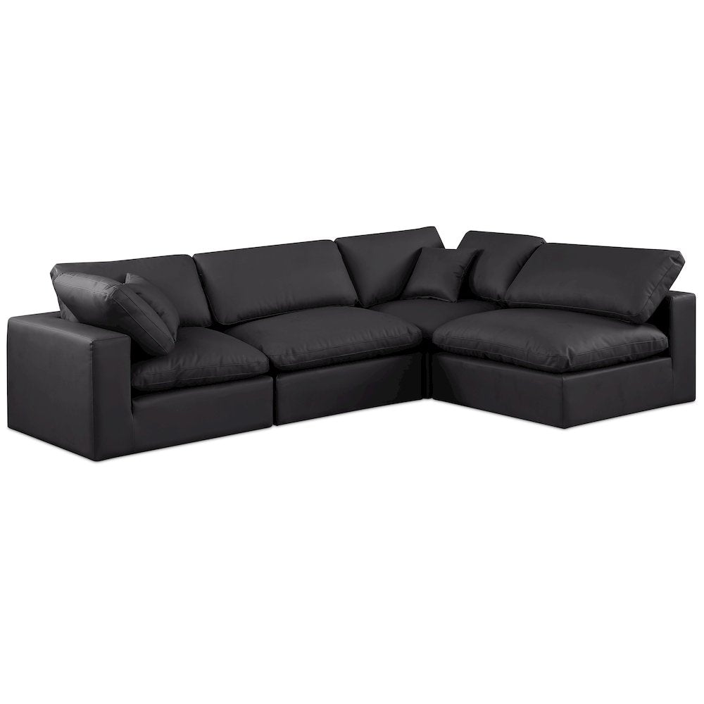 Comfy Black Vegan Leather Modular Sectional