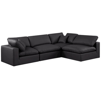Comfy Black Vegan Leather Modular Sectional