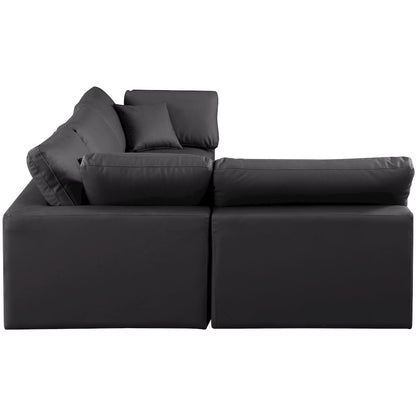 Comfy Black Vegan Leather Modular Sectional