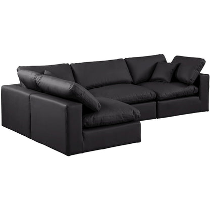 Comfy Black Vegan Leather Modular Sectional